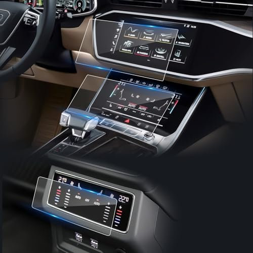 Coleya 3 Stück Displayschutzfolie Kompatibel mit Audi A6 Audi A7 2019-2024, Gehärtetes Glas Schutzfolie, 9H Anti-Kratzer Schutzfolie für Zentraler Kontrollbildschirm, Klimaanlage Bildschirm