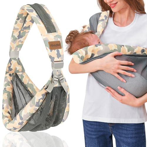 Portable Echarpe De Portage Bebe,Porte-Bébé Respirant,Porte-Bébé Latéral,écharpe de Portage Réglables,Nouveau-nés et Tout-Petits jusqu'à 30 kg (green)