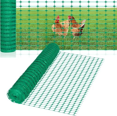 FIVMEN Absperrzaun Kunststoff 1x50 m Schutznetz Schafzaun Hundezaun Geflügelzaun Hühnerzau Weidezaun Warnnetz Auffangnetz für Hunde Geflügel, Grün