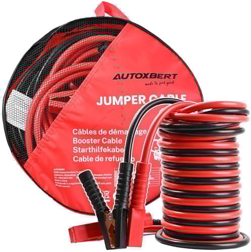 AUTOXBERT Battery Jumper Cable, 6M 2000AMP 2AWG Heavy Duty Battery Jump Leads Battery Starter with Zipper Carry Case Working Gloves Wire Brush for Car Van Truck