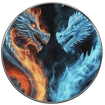 Ice and Fire Dragons Printed Magnetic Refrigerator Sticker Round Fridge Magnets Creative Decorative Magnets Home Decor for Whiteboard Fridge Office Kitchen