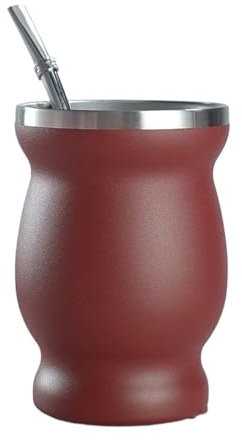 LSHMING Juego de Tazas de café Mate de Doble Pared, Juego de Pajita Mate for Taza de té de Calabaza(Red)