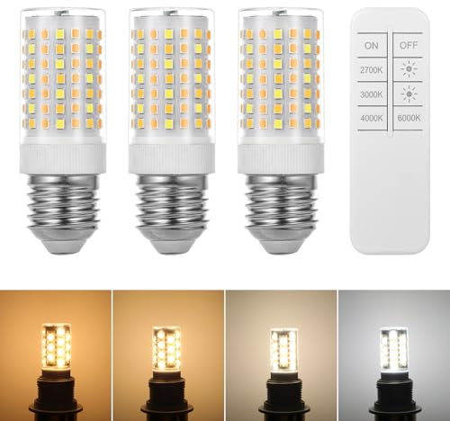 Ampoule LED E27 à intensité variable avec télécommande,0.6-10W,900-1000lm,2700K-6500K(Blanc Chaud à Lumière du Jour), pour salon,chambre,cuisine,à intensité variable avec télécommande (Lot de 3)