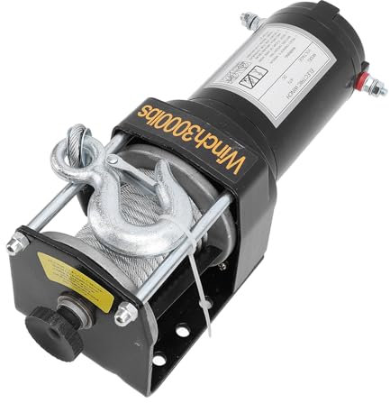 3000 Libbre Cuscinetto Carico di Auto Elettriche Verricello, 12v 1kw Kit per Argano Elettrico Forte per Veicoli Fuoristrada, Rimorchi con Materiale e Meccanismo di Blocco della