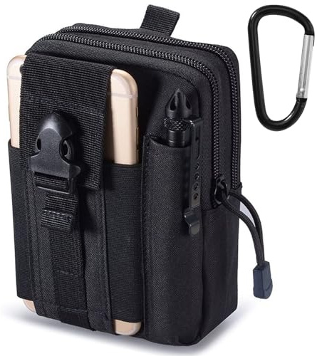 HTTDSLF Taktische Hüfttasche, Molle EDC Tasche, Kleine Gürteltasche, Schwarz, 17.5 x 12 x 6 cm