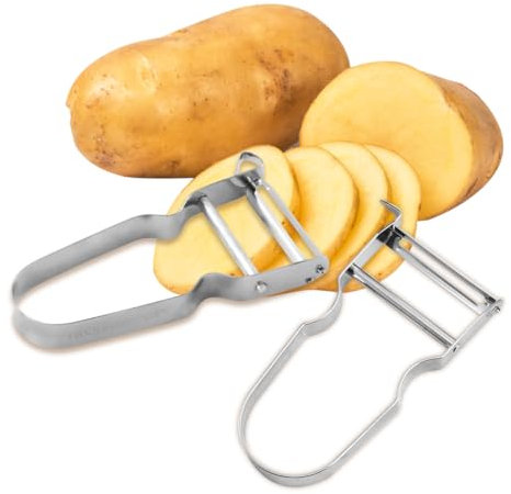 YAPKOLV Pack of 2 Peelers, Potato Peelers, Double-Edged with Pendulum Blade, Extra Sharp