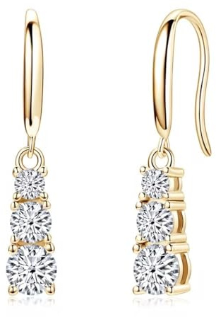 ROUGEMONT Moissanit Ohrhänger, 925 Sterling Silber, 18K Vergoldung, 3-5mm Steine, VVS1 Klarheit