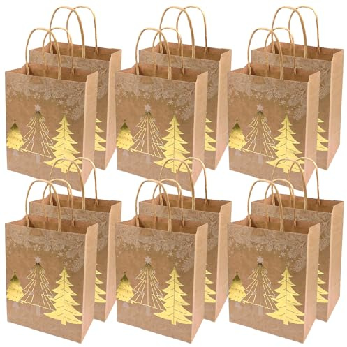 Qaixwuyi 15 Stück Weihnachten Papier Geschenk Taschen Weihnachten Papiertaschen mit Griffen Xmas Geschenk Taschen Weihnachtsgeschenktüten für Neujahr Dekorationen Partyzubehör Weihnachtsbaum