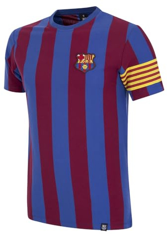 COPA - T-Shirt Herren Fußball - FC Barcelona Kapitän - Kurzarm - Blau - Rot - 100% Bio-Baumwolle