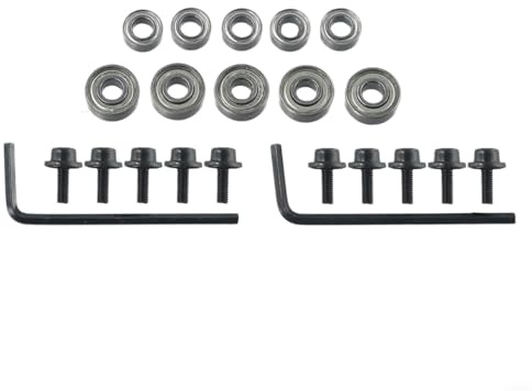 10 Stück Oberfräser Kugellager Set mit Montageschrauben und Sechskantschlüssel für Oberfräser Reparatur und Austausch, Außendurchmesser 9,52mm/12,7mm, Innendurchmesser 4,76mm