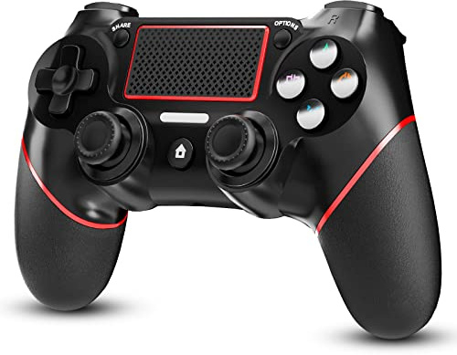 CHEREEKI Mando para PS4 con Bluetooth, Mando Inalámbrico para PS-4 con Turbo/Sensor Giroscópico de 6 Ejes/Doble Vibración/Panel Táctil/Conector de Audio de 3,5mm(600mAh)