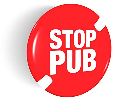 Decooo.be Lot de 2 Autocollants Stop PUB - Ultra résistant aux griffures, Pluie, Gel, UV. - Rond 35 mm - Epaisseur 2 mm