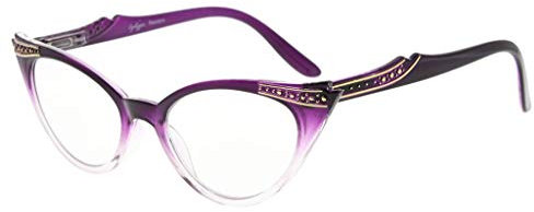 Eyekepper Occhio di Gatto Donne Occhiali da Lettura (Viola-Trasparente, 1.75)