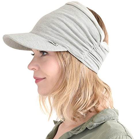 CHARM Damen Sonnenschutz Cap Schirm Hut Golf Tennis Kappe Hut Sonnenblende Visor Hellgrau