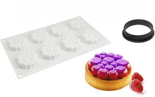 Moule de Gâteau Mousse, moulessilicone gâteaux 3d pour Glace Chocolat Pâtisserie Dessert, Outil croustillant rond en plastique, 8 Trous Forme de bulle