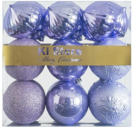 Busybee weihnachtskugeln 18 Stücke 8CM Ornamente für Weihnachtsbaum Lavendel Lila Christbaumkugeln Weihnachtsdekoration Kugeln Plastik Kunststoff