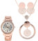 Excellanc Damen-Schmuckset Uhr Kette Ohrringe Strass Analog Quarz 1800175 (roségoldfarbig)