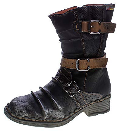 TMA Damen Winter Stiefeletten gefüttert echt Leder Comfort Boots 5099 Schuhe Stiefel Schwarz 39
