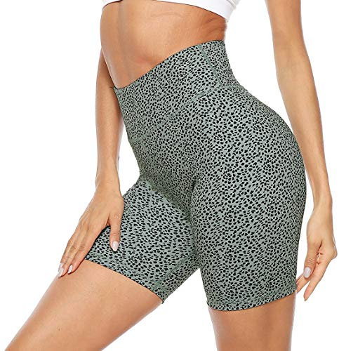 Persit Kurze Sporthose Damen, Radlerhose Sport-Shorts Sommer Laufshorts Leggings Laufhose Kurz Schwarz Bohnengrün - S /36
