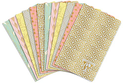 Clairefontaine 193086C - Packung mit 12 Notizbücher Neo Deco Kollektion Frühling-Sommer, 7,5x12cm 24 Blatt liniert, 90g, Motive sortiert, 1 Pack