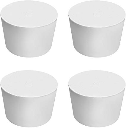 QWORK Gummistopfen Konisch, Laborgummi Stopfen Vollgummi Stopper, 9# (Oben ø45mm x unten ø37mm x Länge 30mm), 4 Stück