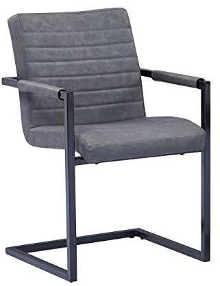 SAM Esszimmerstuhl Parzivo, Stoffbezug Anthrazit, Schwingstuhl mit Armlehnen, gepolsterter Freischwinger mit Eisen-Gestell