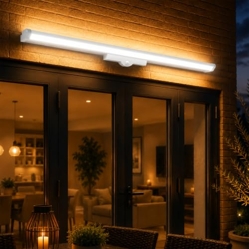 LED Outdoor Wall Light Mains Powered with PIR Motion Sensor Security Light | Outside Lights for Garden, Patio, Porch, Garage & Entrance, 1650 Lumens, Wifi App, IP65 Waterproof, 1.1M Long, Built in UK
