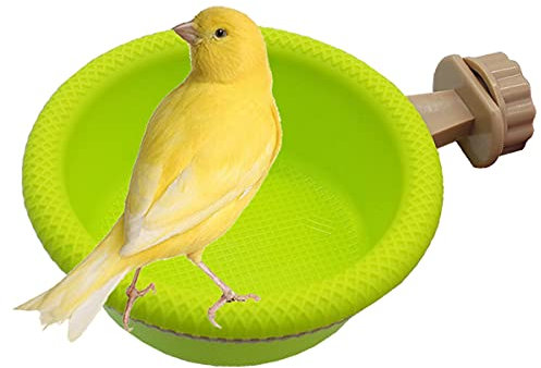 Bain d'oiseaux multifonction en cage pour perroquet, canari, pinson, perruche, support de perchoir (11,4 cm)