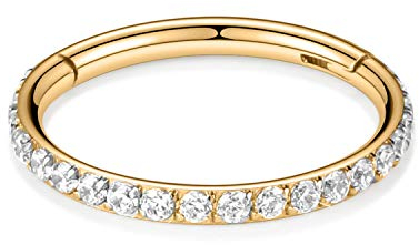 hengkaixuan G23 Titan Knorpel Ohrringe 18G Conch Schmuck Tragus Septum Clicker Ring Conch Creolen Gold Helix Lip Lobe Piercing Schmuck Ohr Nase Creolen 12mm mit CZ