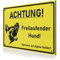 FLAGLY Premium Warnschild Hund 30x20cm aus 3mm Alu Dibond inkl. Bohrungen MADE IN GERMANY - stabiles Hinweisschild/Warnschild, wetterfest & UV-beständig