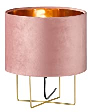 Fischer & Honsel Tischleuchte, Aura | Goldfarben Rosé Samt | H: 32 cm, D: 24 cm| Mit Schnurschalter| 1x E27 max. 40 Watt ohne Leuchtmittel | 50393