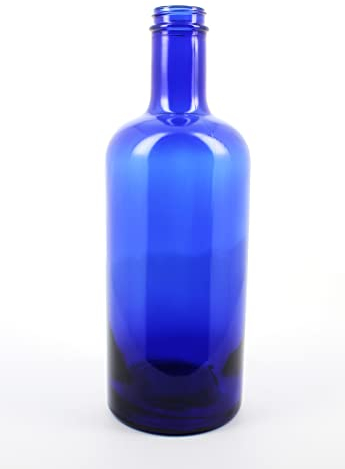 BELLEROFONTE Botella modelo GIN de cristal azul solarizada para agua 750 ml con tapón