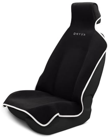 DryvaSeat - Premium Microfiber Towel Car Seat Cover - Waterproof & Sweatproof - Universal Fit, Machine Washable, Non-Slip - Seat Protector for Car, Truck, SUV, Van (Black, 1 Pack)