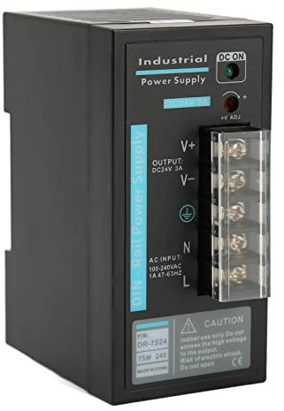 Fuente de Alimentación del Carril de 75W 24VDC 3A, Fuente de Alimentación Industrial del Carril DIN, Protección Total, Ahorro de Espacio, 100-240V