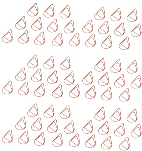 KYLOS 100 Stück Büroklammer Wasser Tropfen, Metall, 16 x 25 mm, Roségold, Dekorativ, Büroklammer