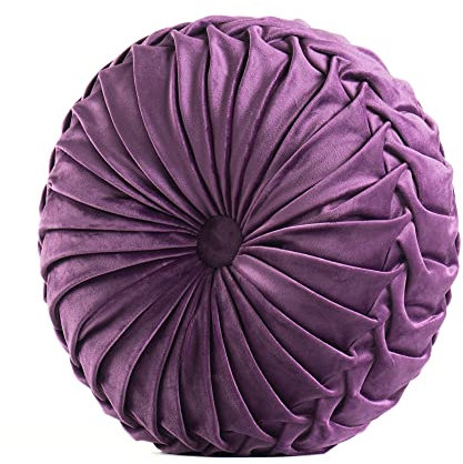 Aixingxing Runde werfen Kissen für Couch 38CM, Kürbis Rad Runde Samt Kissen für Sofa Bett Stuhl Boden Auto nach Hause dekorativ (Lila)