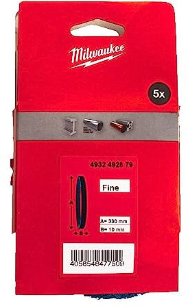 Milwaukee 4932492879 330mm x 10mm Polishing Fleece Belts for Band File 180-220 Grit Pack of 5