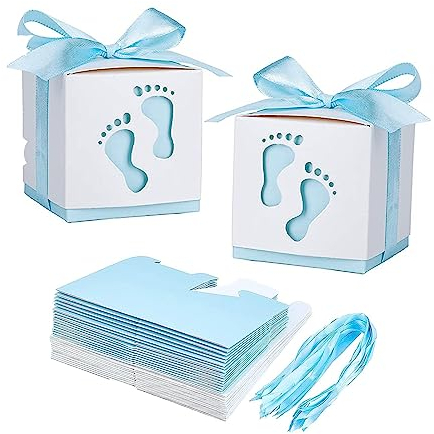 50 Stück Gastgeschenke Geschenkbox, Süßigkeit Kästen Gastgeschenk Box, Neugeborene Baby Taufe Box, Pralinenschachtel für Kinder Geburtstag, Geeignet für Partyverpackungsgeschenkboxen