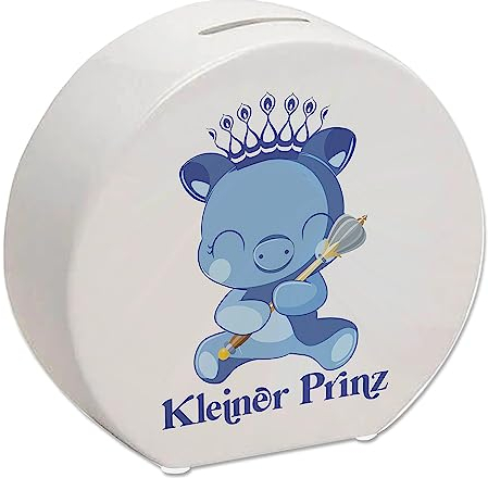 Kleiner Prinz Spardose mit niedlichem Schweinchen als dekoratives Sparschwein für das Kinderzimmer Kinder Sohn Sparbüchse Geld