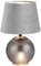 Reality Leuchten RL Lámpara de mesa Jonna R51242054, base de cristal ahumado, pantalla gris terciopelo/plateado, incl. 2x E14