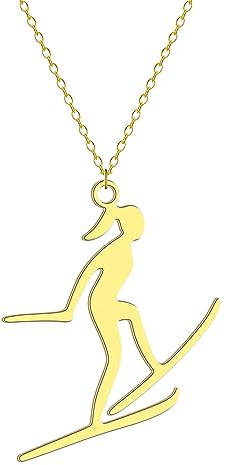 UnLou Halskette Anhänger Mädchen Halskette Langlauf Ski Anhänger Damen Sportschmuck Geburtstagsgeschenke