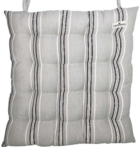 GreenGate Sitzkissen Nell Grau mit Streifen 40x40 Stuhlkissen Sitzauflage Auflage