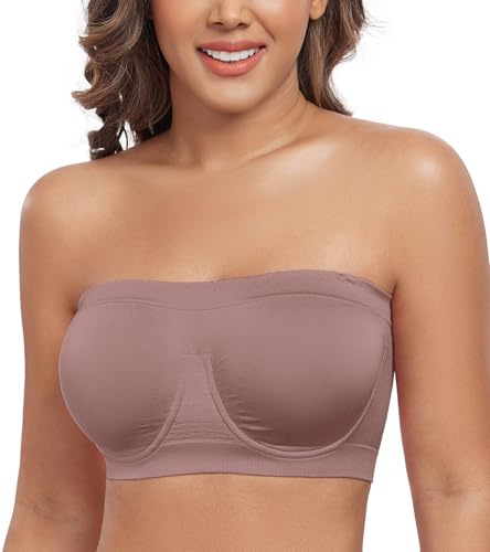 DotVol Damen Nahtlose Bügel Bandeau BH(Mokka M)