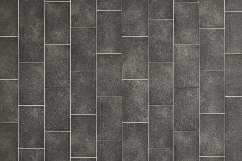 andiamo PVC Bodenbelag - Stabparkett - PVC Boden Holzoptik - Vinylboden - hohe Trittschalldämmung - zuschneidbar und einfach zu verlegen 200 x 500 cm Anthrazit