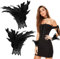 Wishstar Gothic Feder Manschetten Armbänder,Damen Feder Manschetten Schwarz,Schwarze federn accessoires Halloween，Halloween Karnevals Cosplay Gothic Feder Zubehör für Damen