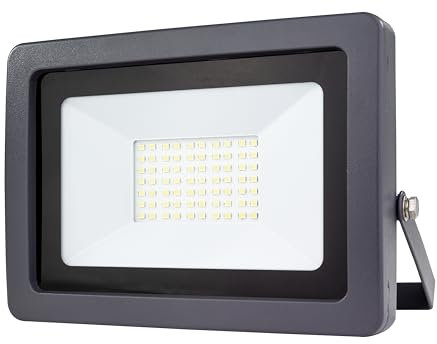 REV LED Strahler für außen – IP65 wasserdicht, Flutlicht 50W, 4250 Lumen, 6500K – ideal für Hofeinfahrten, Garagen & Hauseingänge, anthrazit