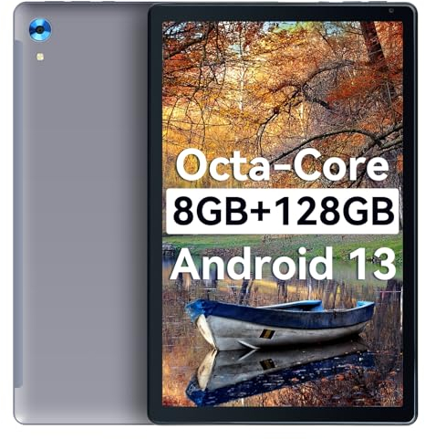 Yicty Tablet 25,4 cm Wi-Fi Modell 8 GB (Erweiterung 4 + 4) + 128 GB + 1 TB Erweiterung CPU 2,0 GHz WiFi 6 5000 mAh große Kapazität Akku 8 MP / 5 MP Kamera (Grau)