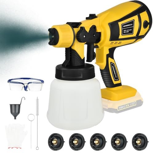 Vothen Cordless Paint Sprayer Compatible with Dewalt, Electric Spray Gun With 900ml Pot/Funnel/Nozzle, Automatic Disinfectant Sprayer
