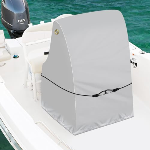 Caminor Copertura per console centrale per barca, impermeabile e antivento, resistente poliestere di grado marino, grigio, 102 x 117 x 114 cm (lunghezza x larghezza x altezza)