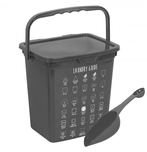 UNIQUE HOME LIVING Laundry Powder Storage Container with Scoop, 6 Litres Plastic Washing Detergent Powder Storage Box - Dark Grey